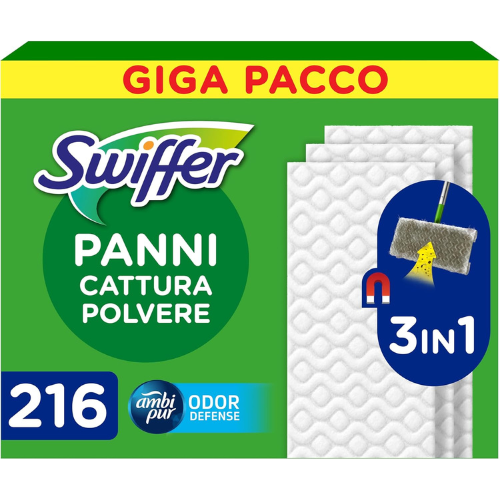 GIGA PACCO 216 DRY – Panni Catturapolvere in Microfibra Ultra-Assorbenti (216 Pezzi)