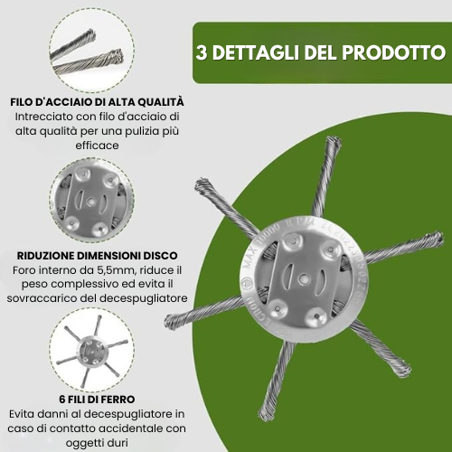 La Testa Del Tagliaerba Ha 6 Rami Intrecciati Con Filo D'Acciaio Resistente