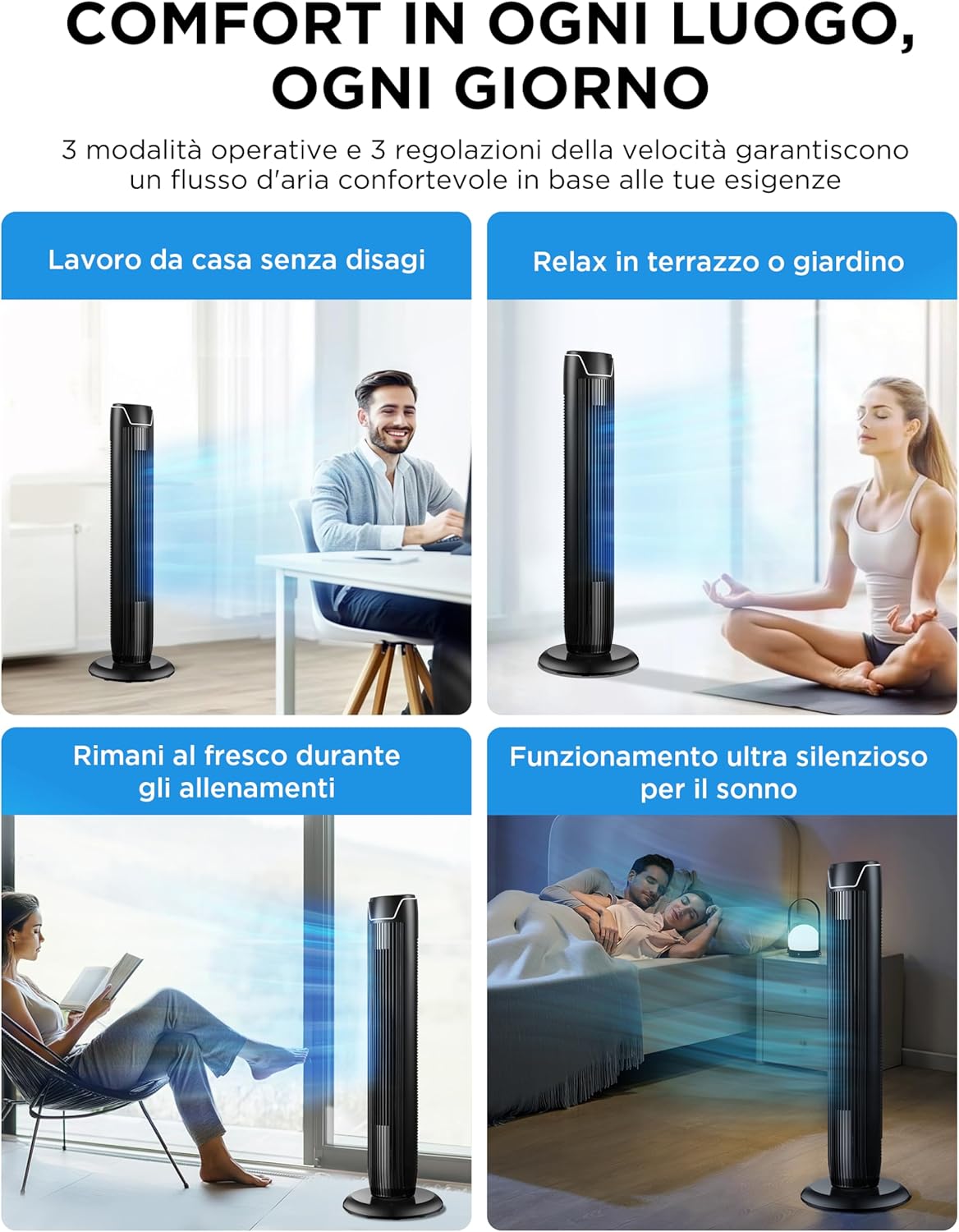 Midea – Ventilatore a Colonna Slim con Telecomando