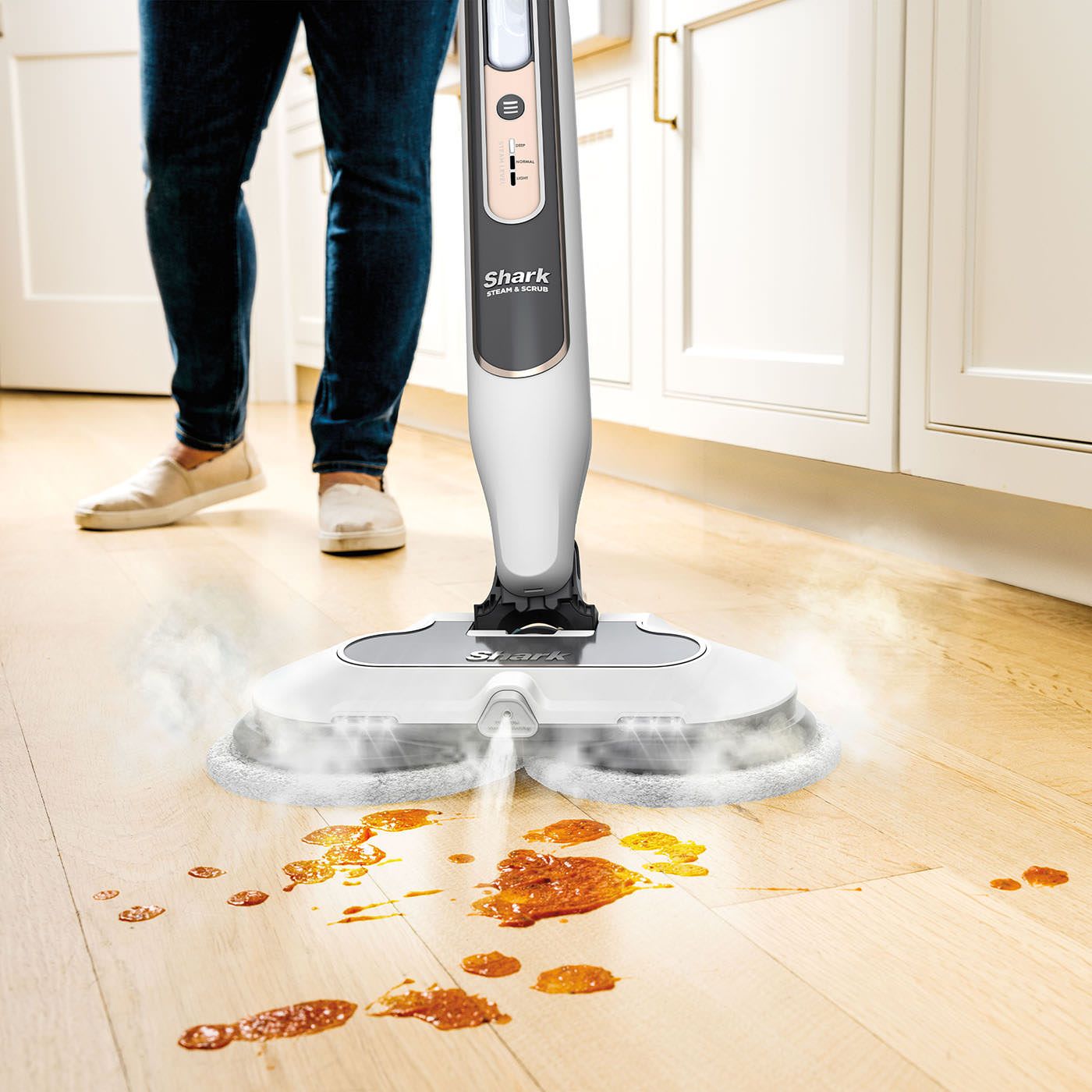 Shark® Mop a vapore e lavapavimenti – All-in-One con LED, serbatoio XL e 8 panni