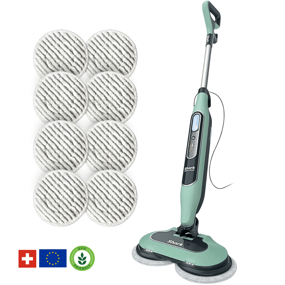 Shark® Mop a vapore e lavapavimenti – All-in-One con LED, serbatoio XL e 8 panni