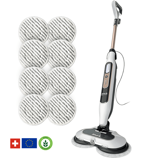 Shark® Mop a vapore e lavapavimenti – All-in-One con LED, serbatoio XL e 8 panni
