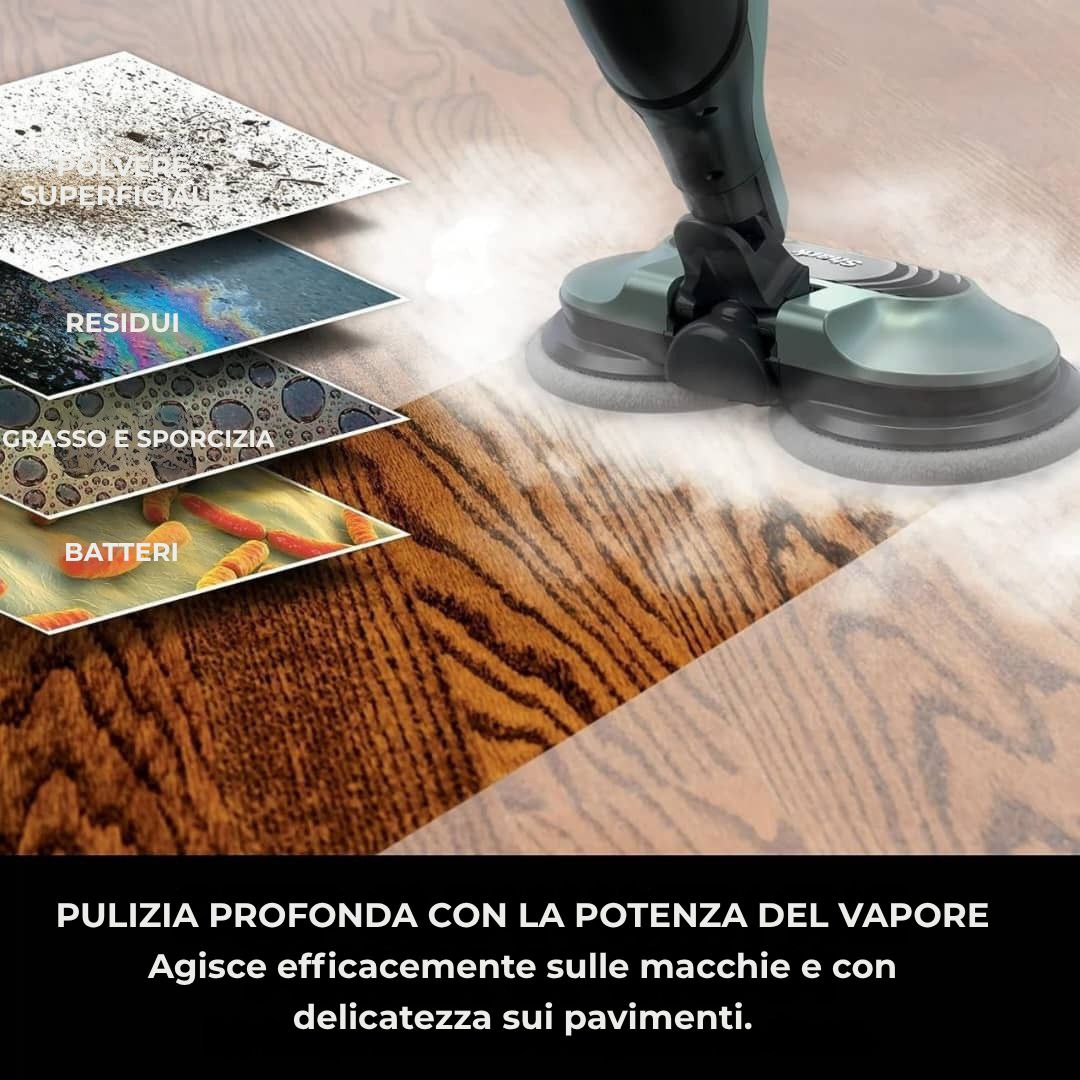 Shark® Mop a vapore e lavapavimenti – All-in-One con LED, serbatoio XL e 8 panni