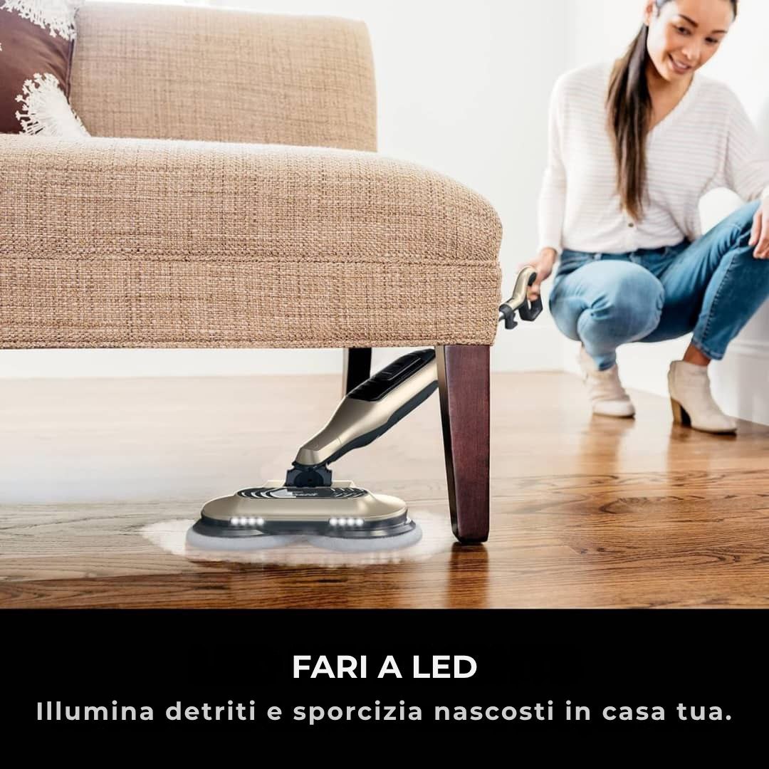 Shark® Mop a vapore e lavapavimenti – All-in-One con LED, serbatoio XL e 8 panni