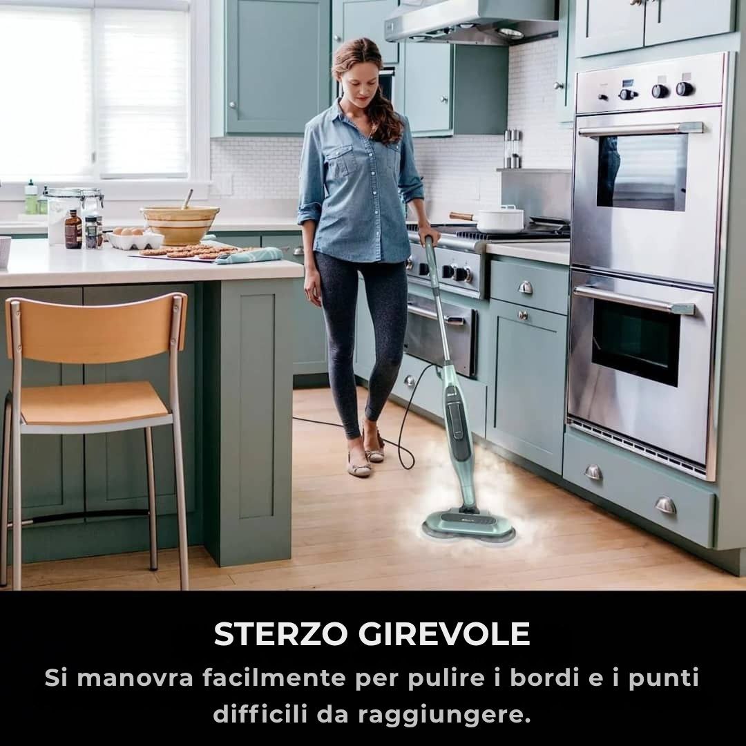 Shark® Mop a vapore e lavapavimenti – All-in-One con LED, serbatoio XL e 8 panni