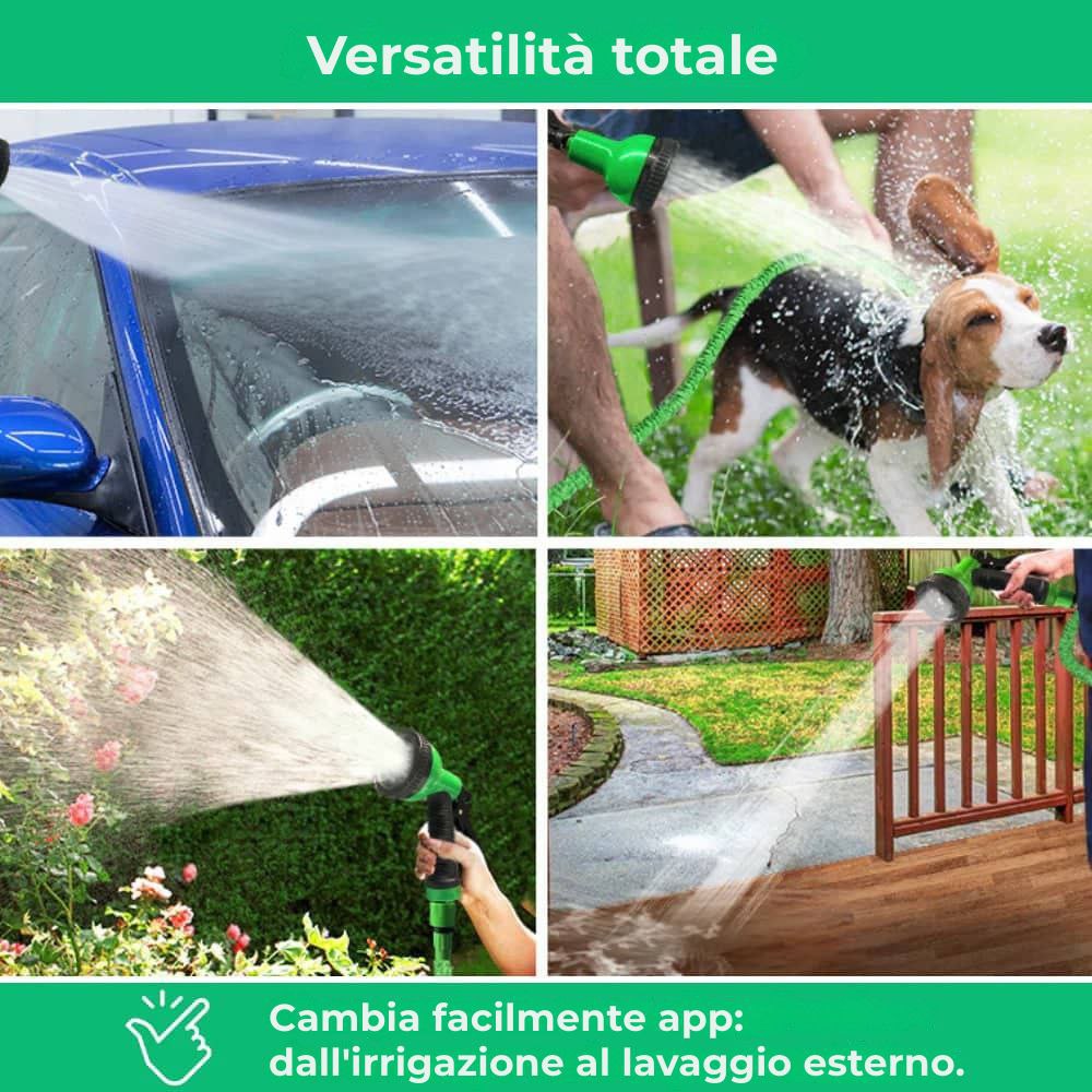 Aquaflex|Tubo flessibile estensibile|8 modalità di getto ad alta pressione