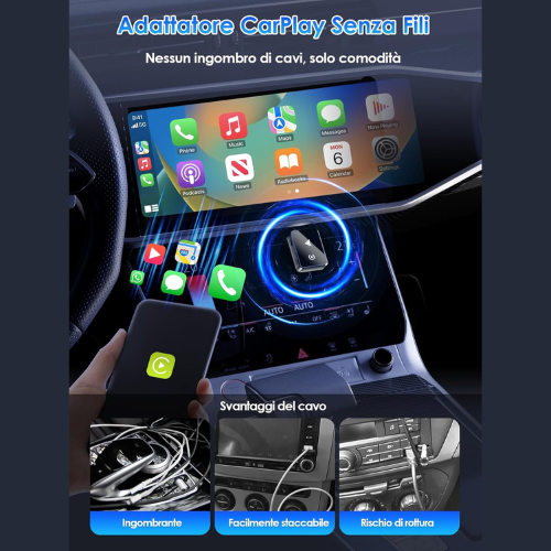 Adattatore Wireless CarPlay & Android Auto – Versione 2025