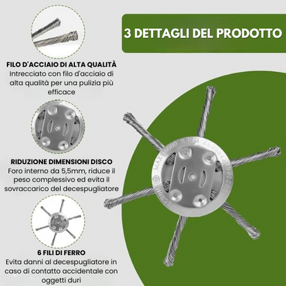 La Testa Del Tagliaerba Ha 6 Rami Intrecciati Con Filo D'Acciaio Resistente