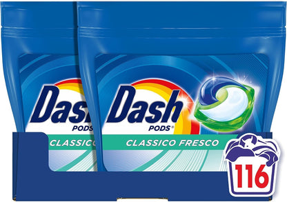 Capsule di Detersivo – 116 Lavaggi con Freschezza Classica & Rimozione Potente delle Macchie