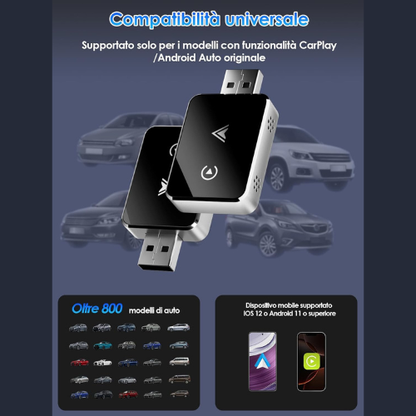 Adattatore Wireless CarPlay & Android Auto – Versione 2025