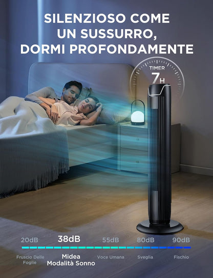 Midea – Ventilatore a Colonna Slim con Telecomando