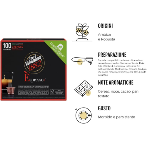 Capsule di Caffè – Confezione da 100 per Macchine Espresso (Capsule Compatibili)