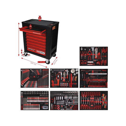 Performanceplus Carrello da officina P15 - Set completo di utensili, 399 pezzi con 7 cassetti