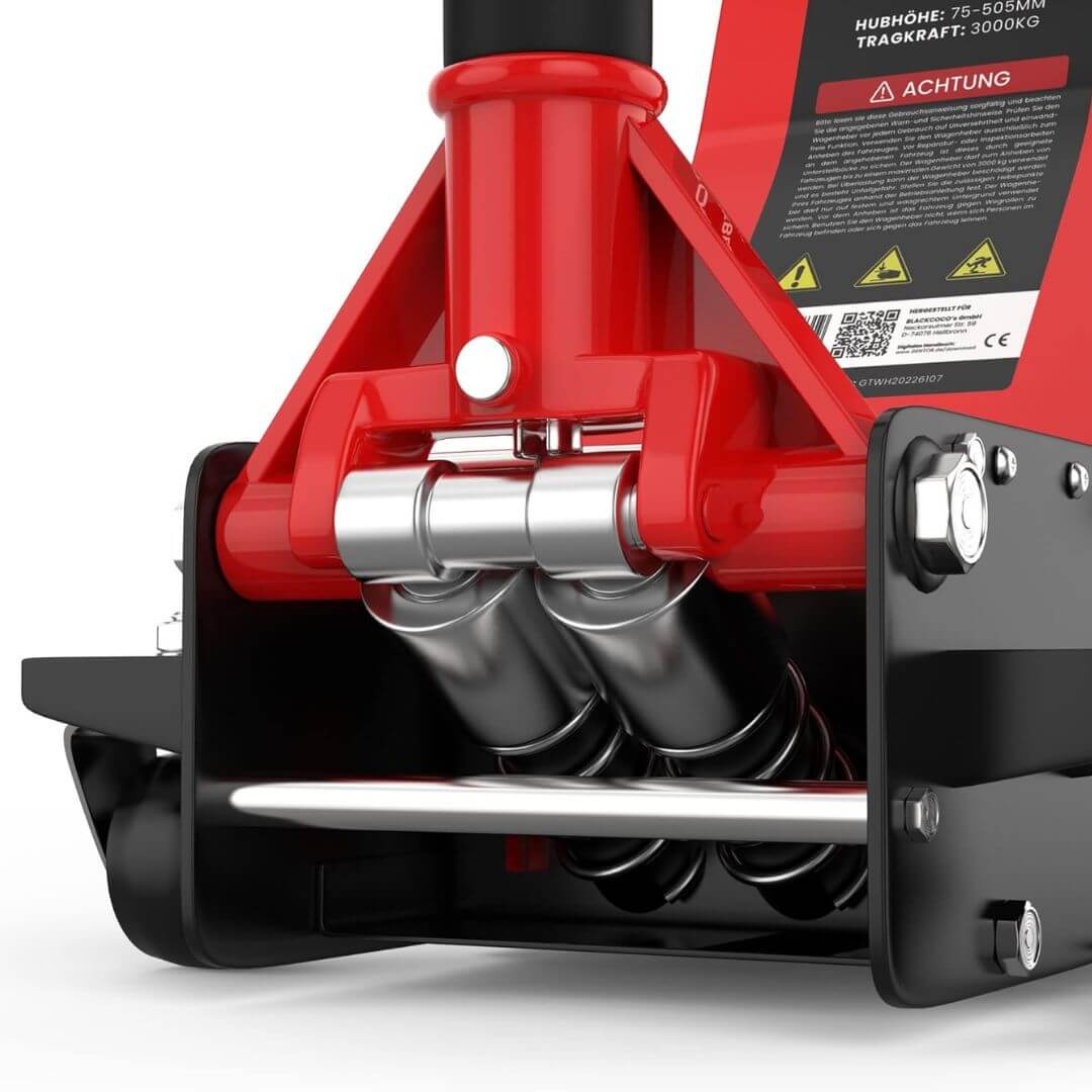 Cric idraulico 3T altezza di sollevamento piatto 70-470 mm profondità doppio pistone + 2 cuscinetti
