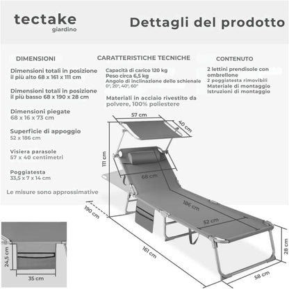 Set di 2 lettini reclinabili