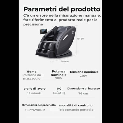 Poltrona massaggiante A5 - Termoterapia, controllo AI, Zero Gravity e touchscreen