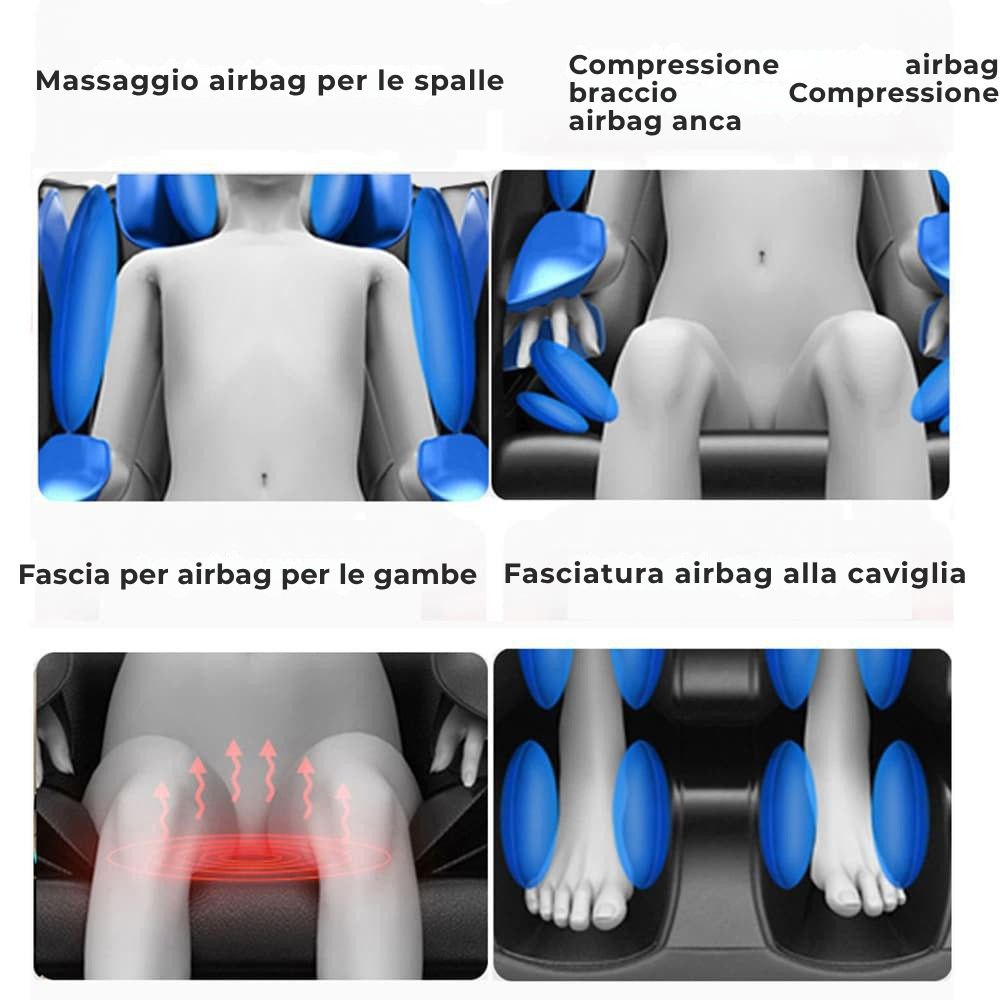 Poltrona massaggiante A5 - Termoterapia, controllo AI, Zero Gravity e touchscreen