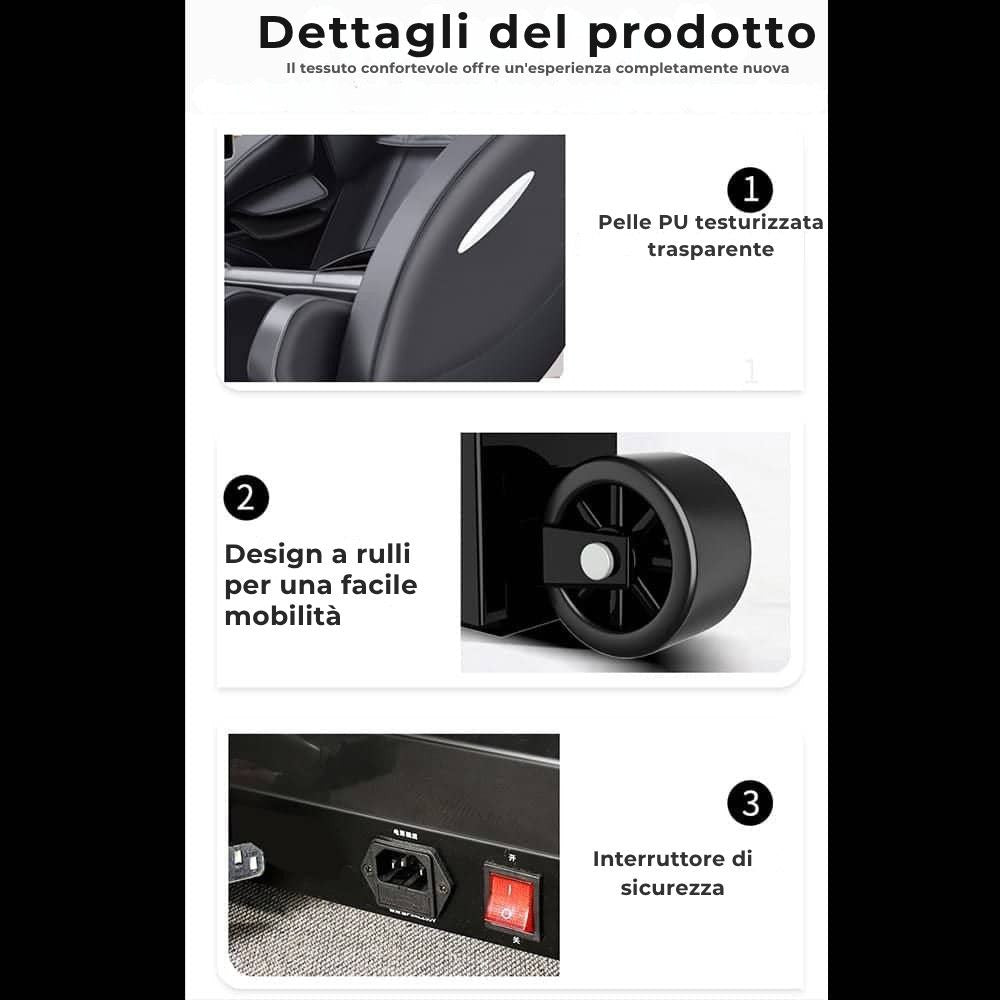 Poltrona massaggiante A5 - Termoterapia, controllo AI, Zero Gravity e touchscreen