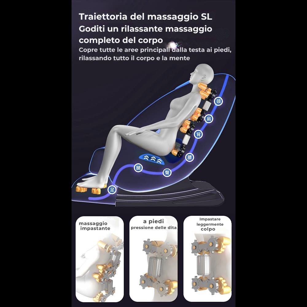 Poltrona massaggiante A5 - Termoterapia, controllo AI, Zero Gravity e touchscreen