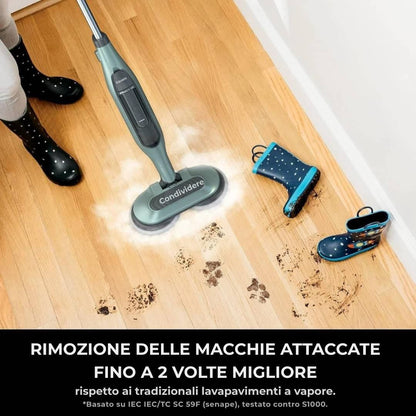 Shark® Mop a vapore e lavapavimenti – All-in-One con LED, serbatoio XL e 8 panni