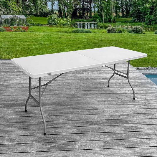 Tavolo rettangolare pieghevole bianco 180x74x74 cm